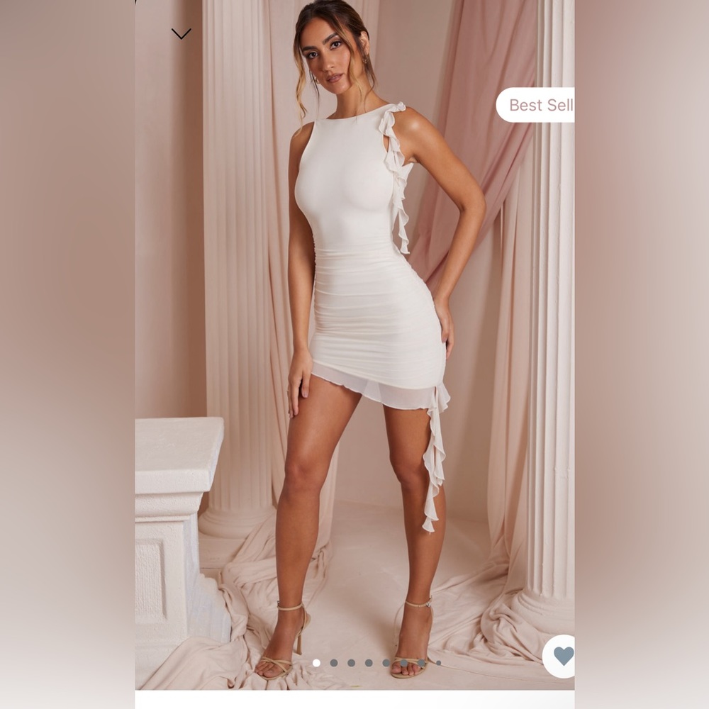 Oh Polly Iolanda backless ruffle detailing minidress in Ivory